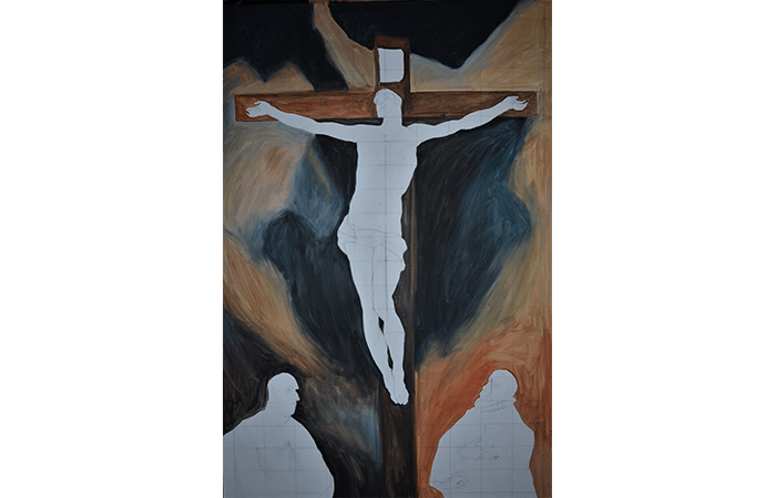 2 - El Greco Le Christ en croix adoré par deux donateurs -1590 - Musée du Louvre Huile-sur-toile 250x180 - Mise en place des fonds II 2 - El Greco Le Christ en croix adoré par deux donateurs -1590 - Musée du Louvre Huile-sur-toile 250x180 - Mise en place des fonds II