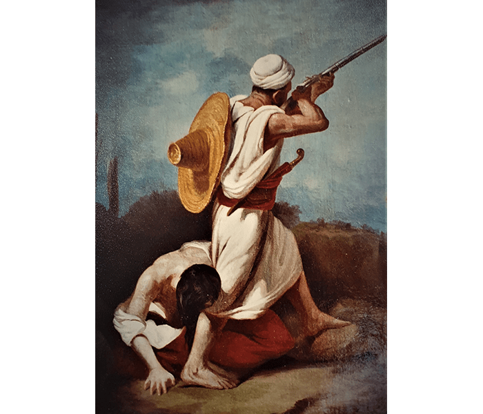 6-L'homme-au-fusi,Ecole-Delacroix-Huile-sur-toile-Après-restauration