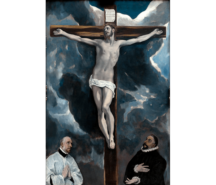 El-Greco-Le-Christ-en-croix-adoré-par-deux-donateurs-1590-Musée-du-Louvre-Huile-sur-toile-250x180-Original-II El-Greco-Le-Christ-en-croix-adoré-par-deux-donateurs-1590-Musée-du-Louvre-Huile-sur-toile-250x180-Original-II