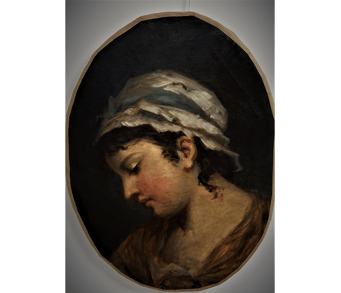 Restauration--Portrait-ovale-de-femme-Huile-sur-toile-Après-restauration