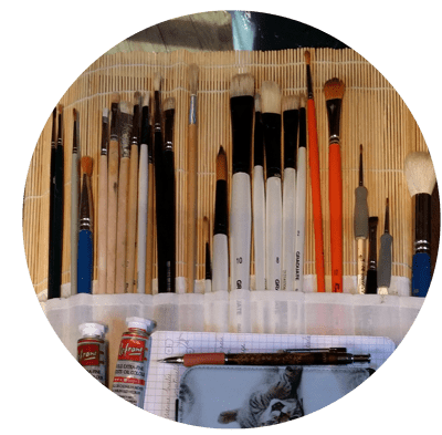 Outils de travail d'une technicienne d'art
