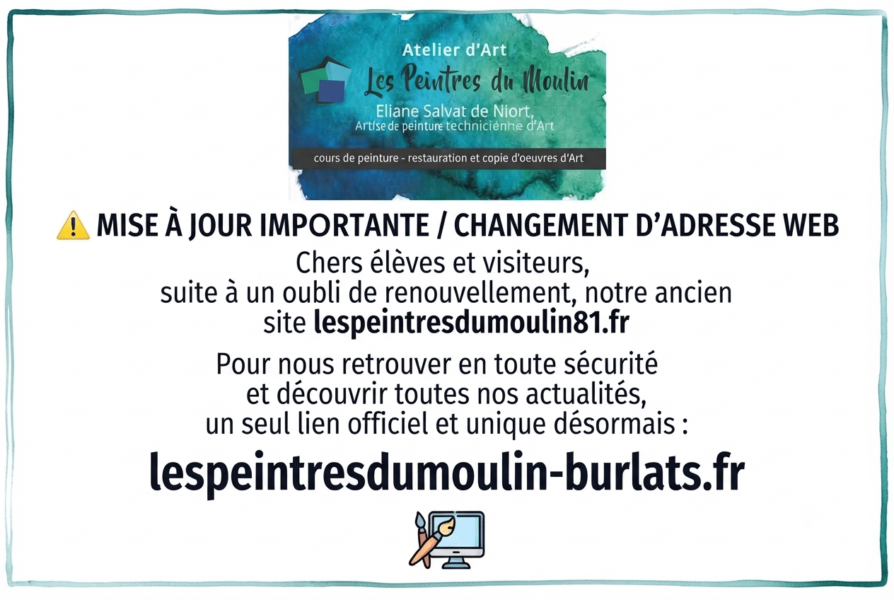 L'atelier les peintres du moulin change d'adresse de site web